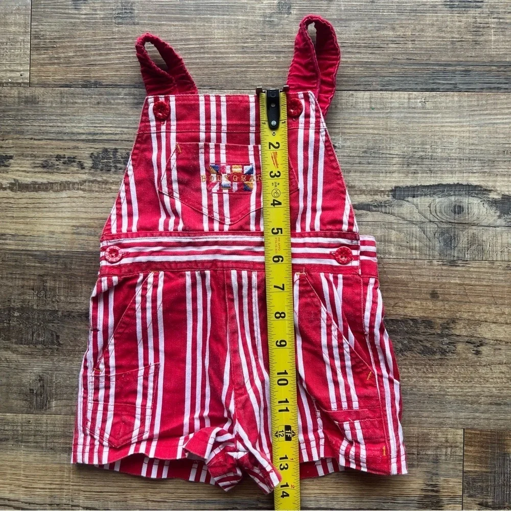 Vintage Body Gear Toddler Red & White Striped Overalls Shortalls Size 2T
